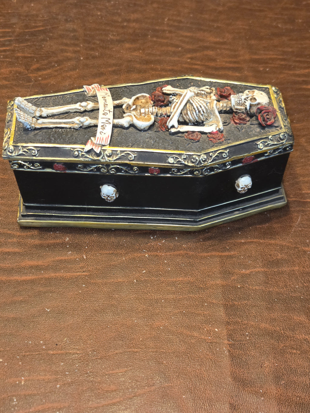 Gothic Noir Coffin Skeleton Trinket Box