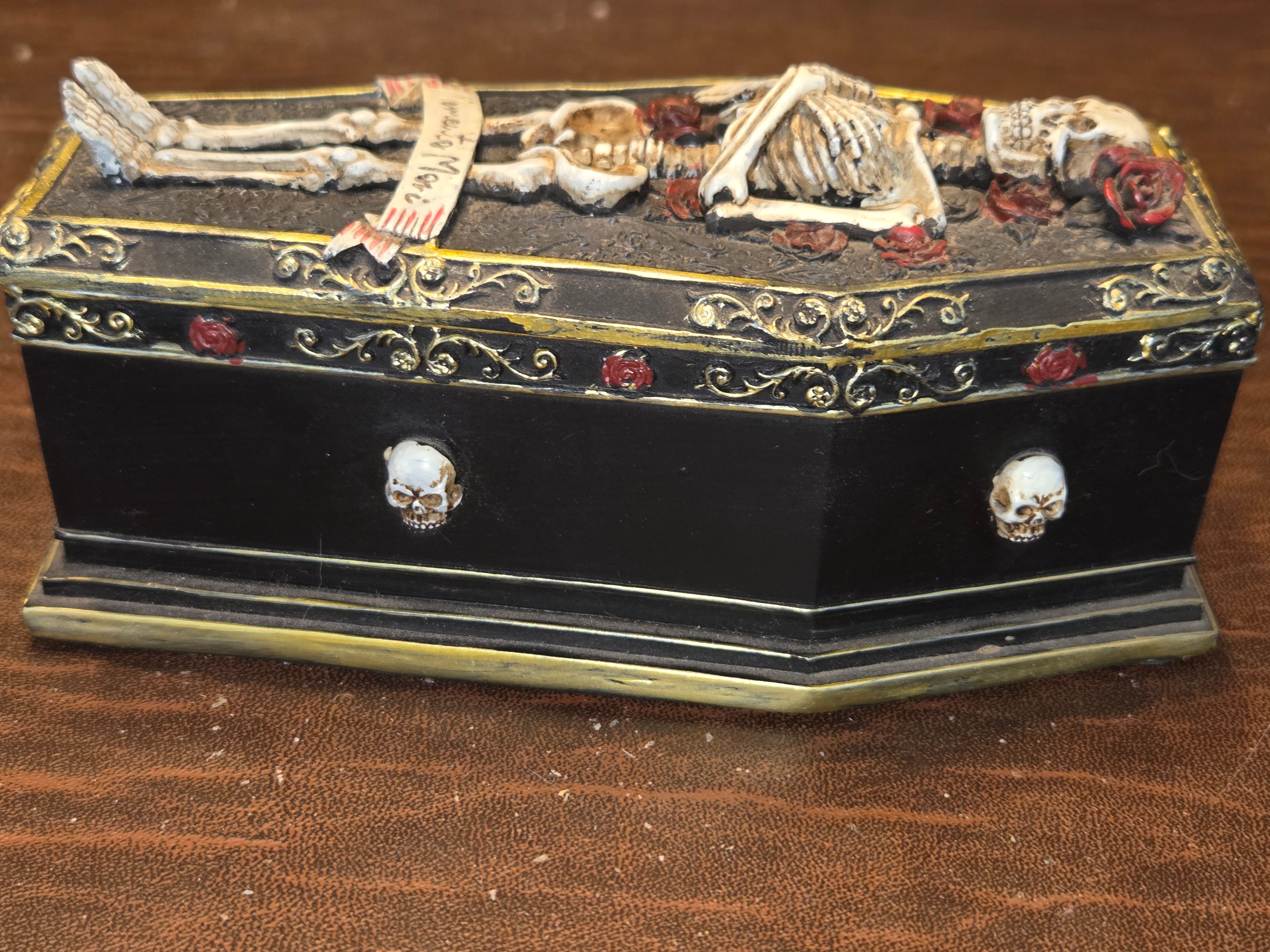 Gothic Noir Coffin Skeleton Trinket Box