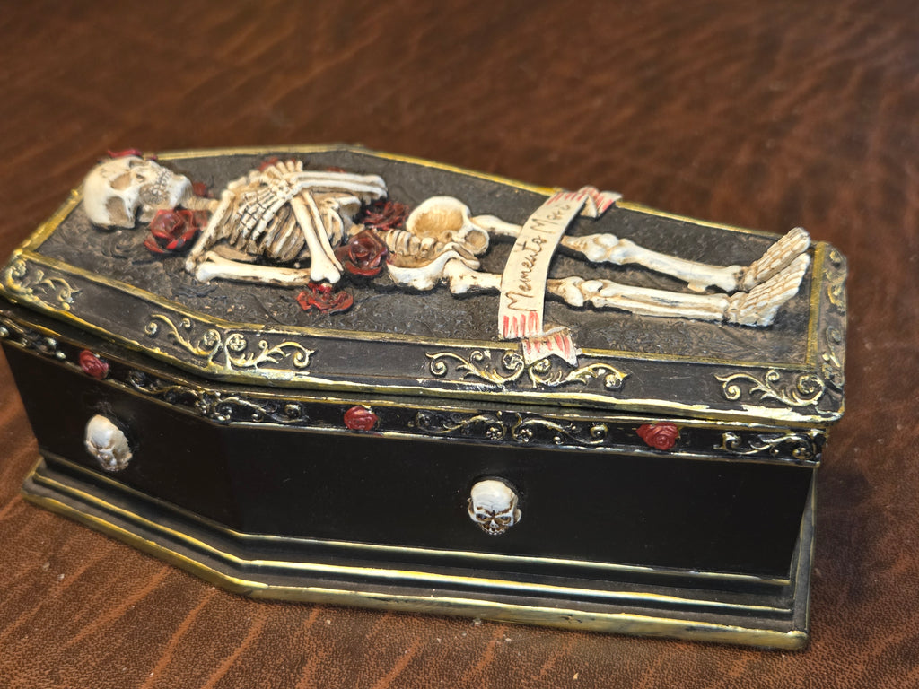 Gothic Noir Coffin Skeleton Trinket Box