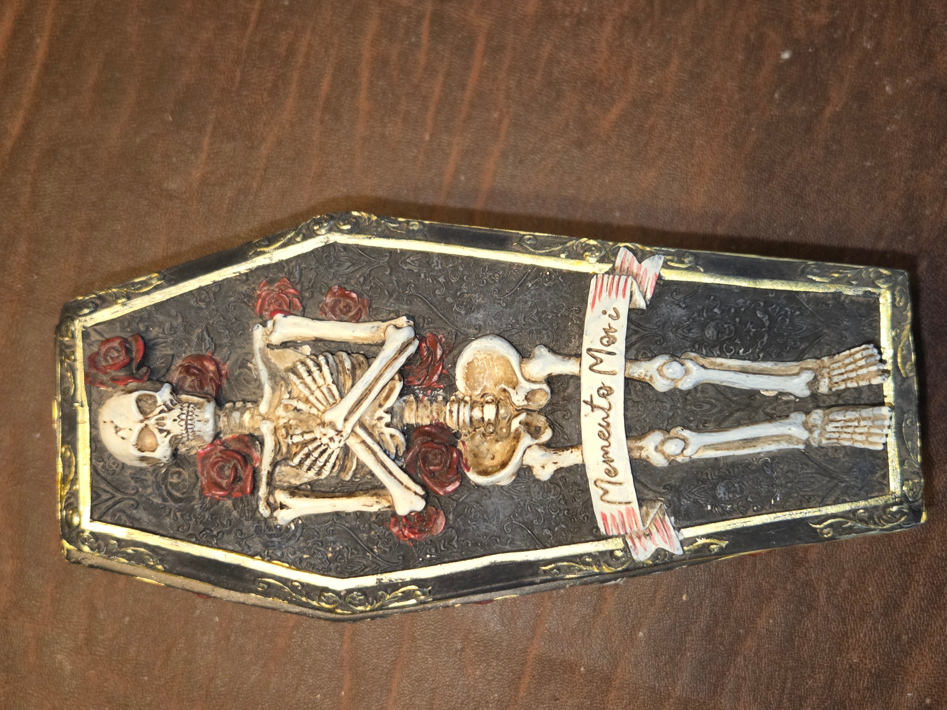 Gothic Noir Coffin Skeleton Trinket Box