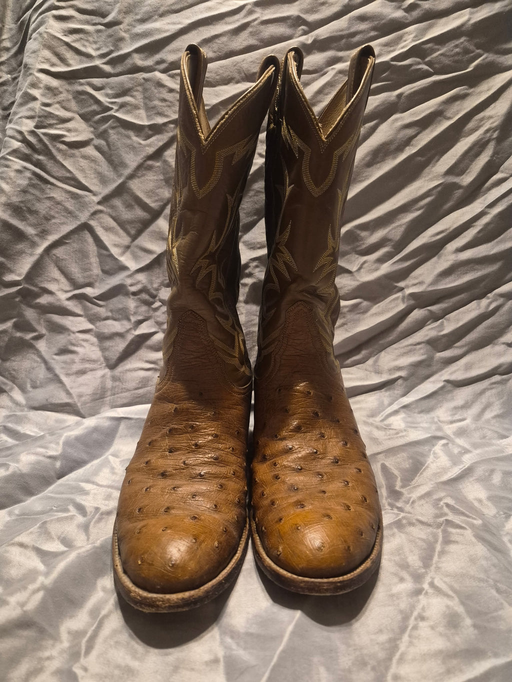 Vintage Tony Lama Ostrich Quill Cowboy Boots