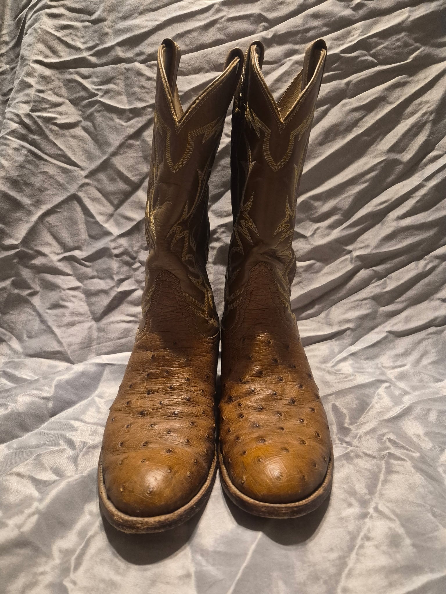 Vintage Tony Lama Ostrich Quill Cowboy Boots