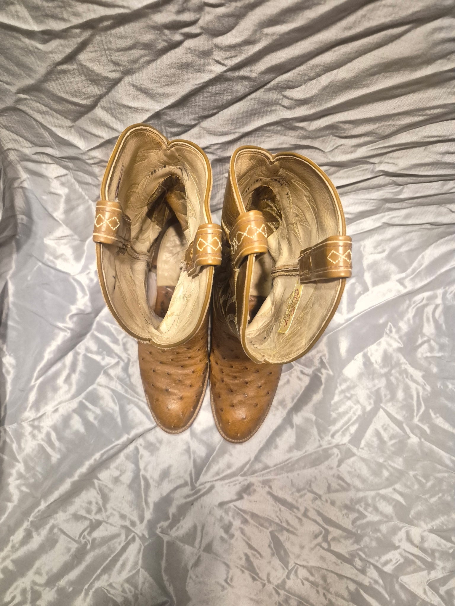 Vintage Tony Lama Ostrich Quill Cowboy Boots