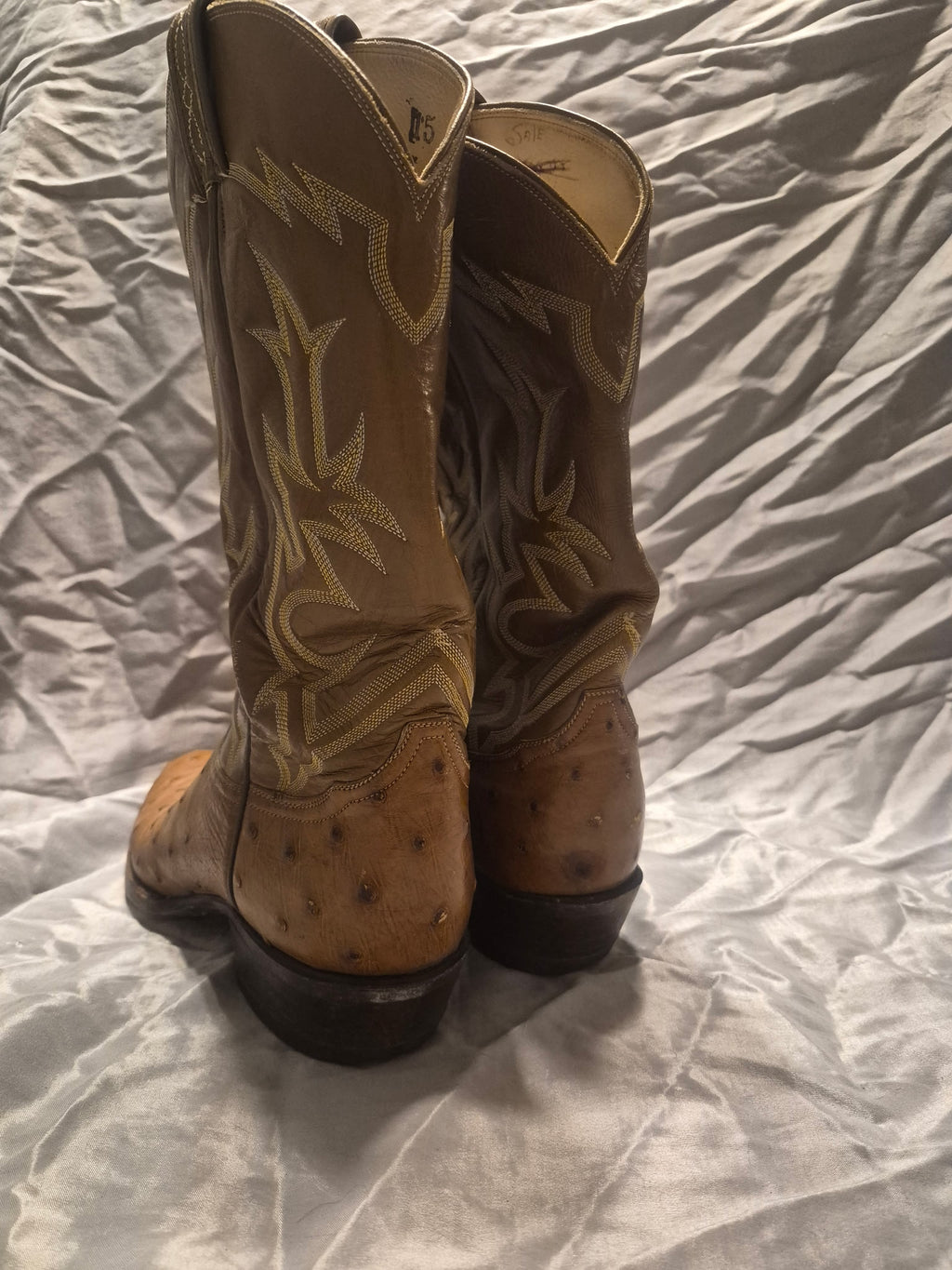 Vintage Tony Lama Ostrich Quill Cowboy Boots
