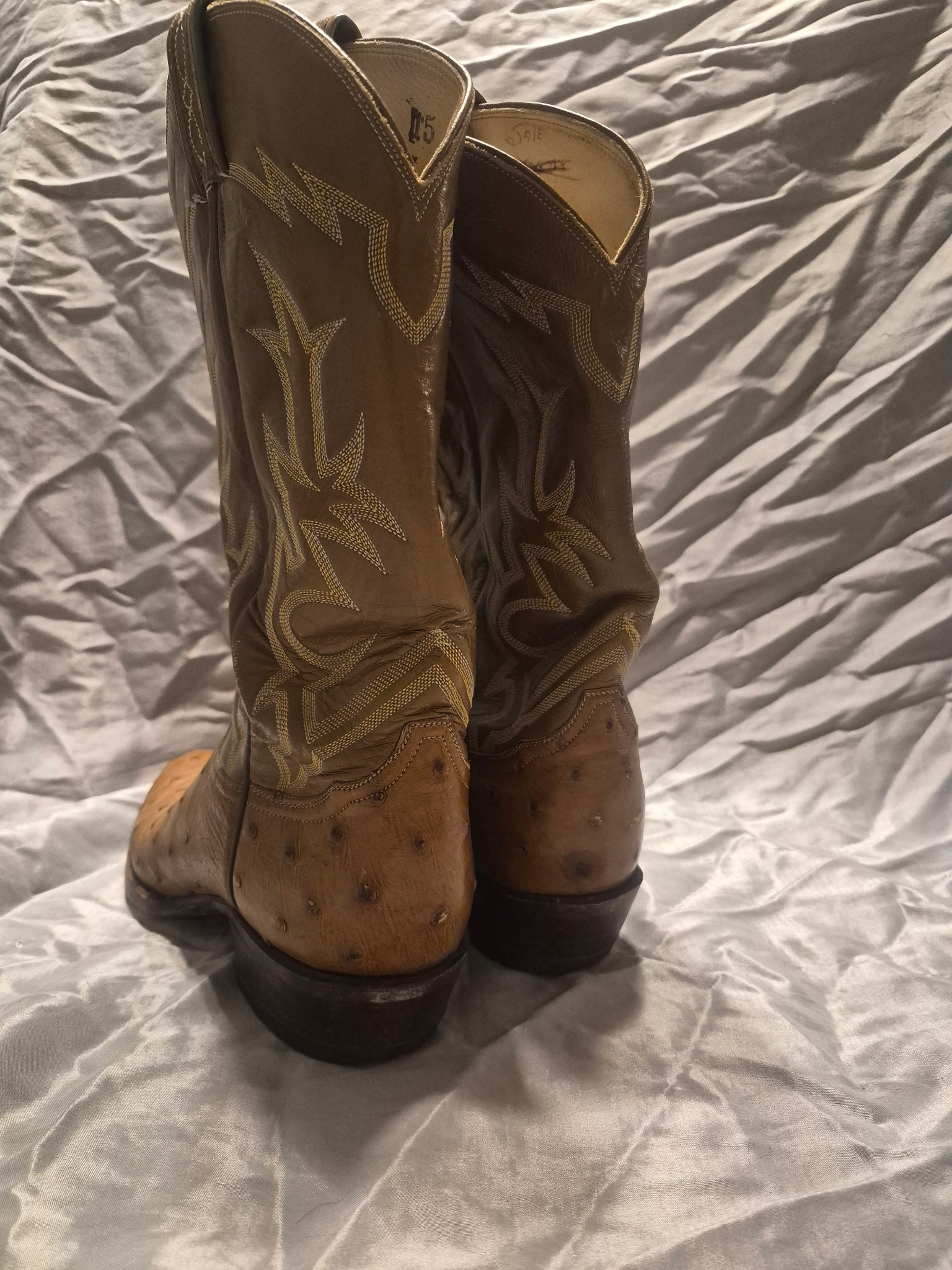Vintage Tony Lama Ostrich Quill Cowboy Boots