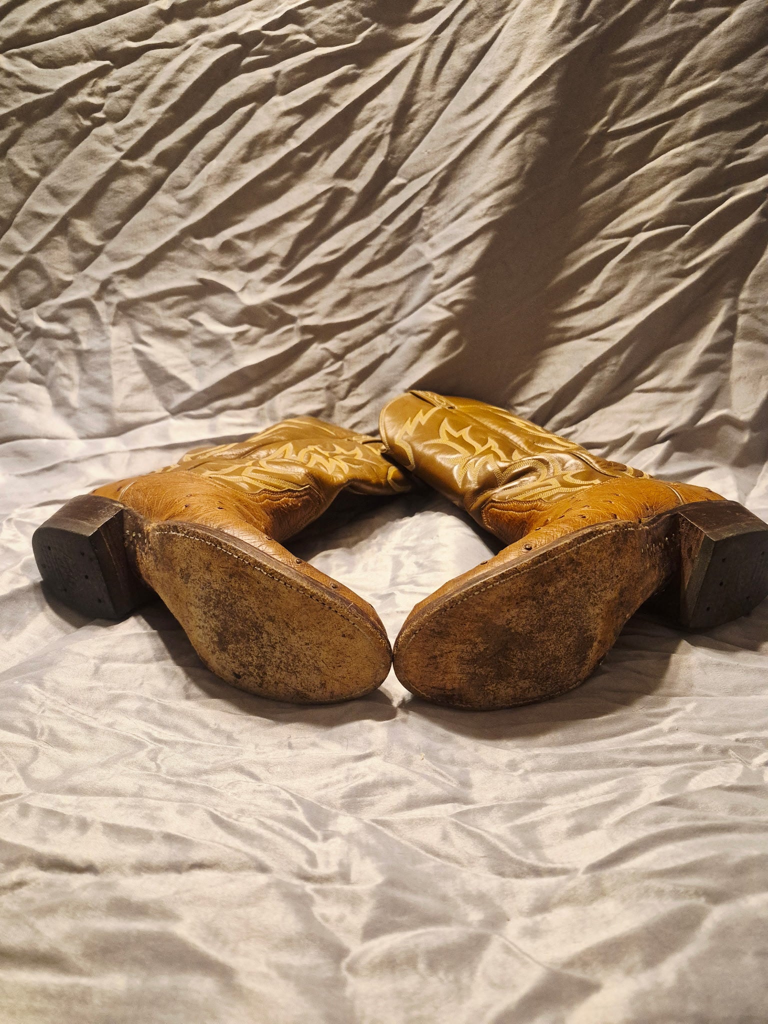Vintage Tony Lama Ostrich Quill Cowboy Boots