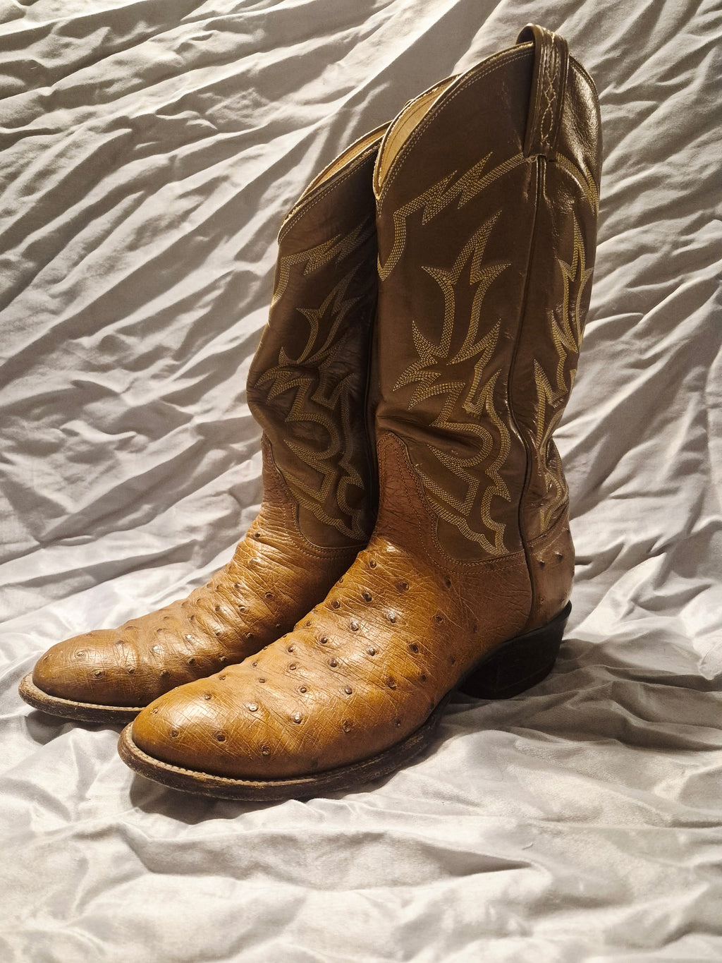 Vintage Tony Lama Ostrich Quill Cowboy Boots