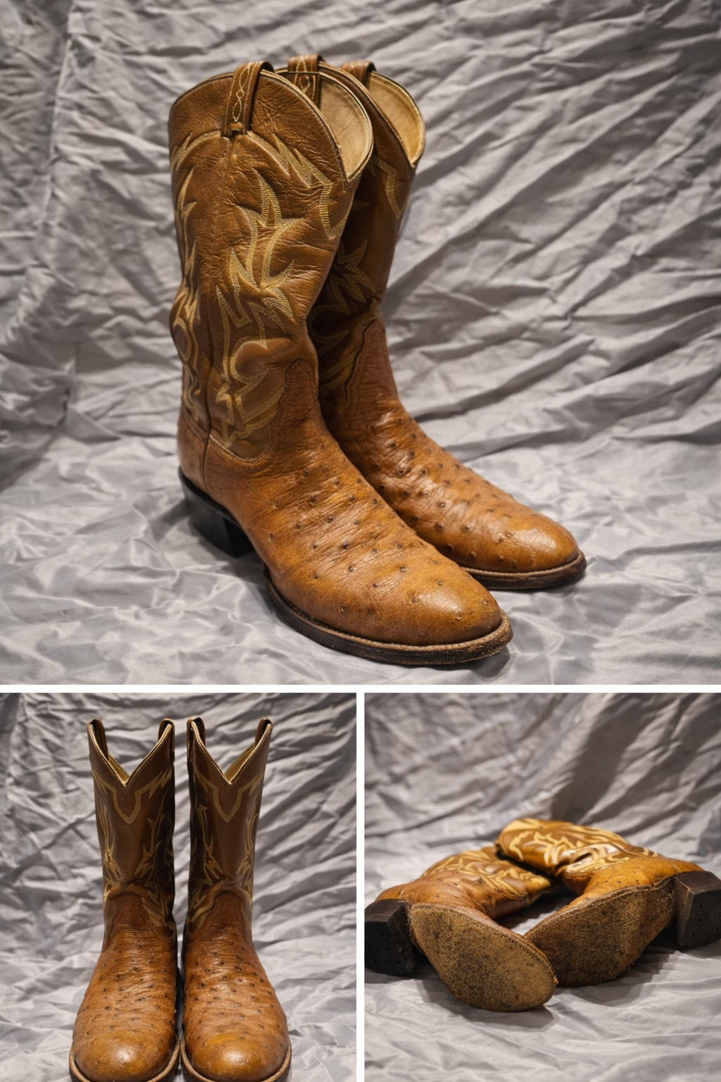 Vintage Tony Lama Ostrich Quill Cowboy Boots