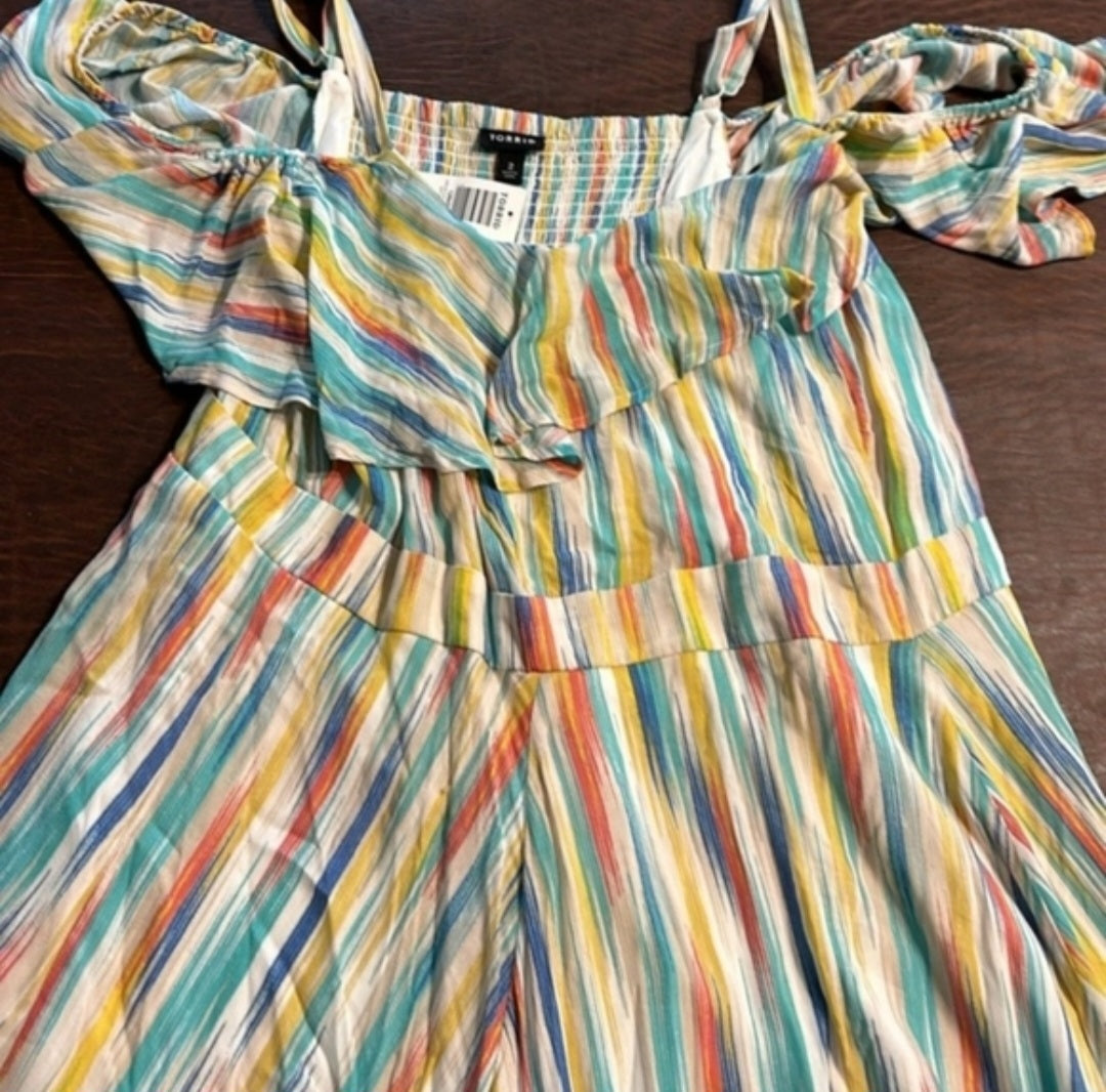 Torrid Colorful Striped Off-Shoulder Dress