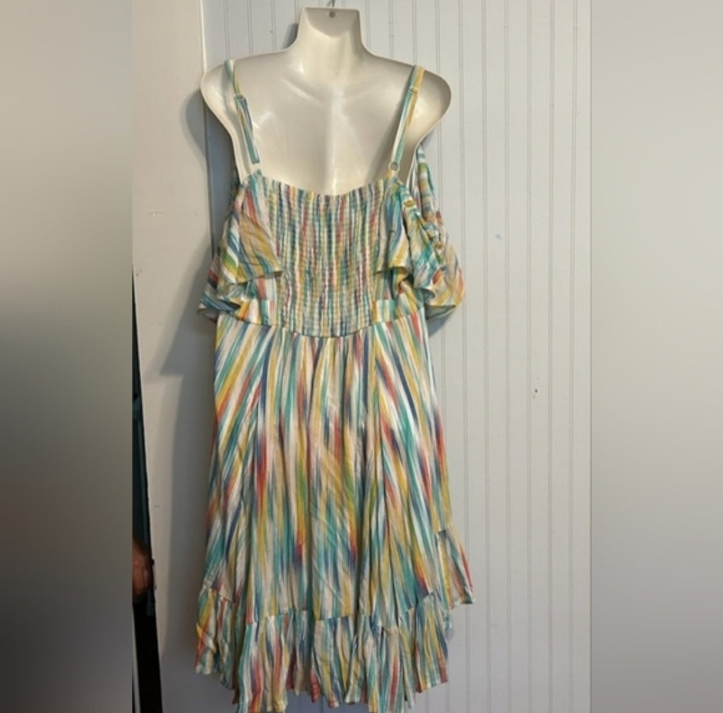 Torrid Colorful Striped Off-Shoulder Dress