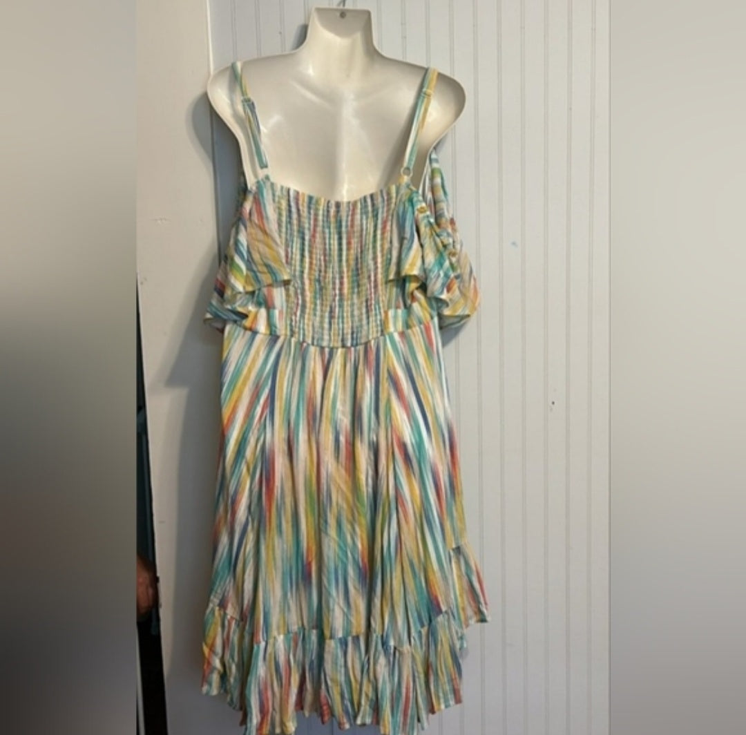 Torrid Colorful Striped Off-Shoulder Dress