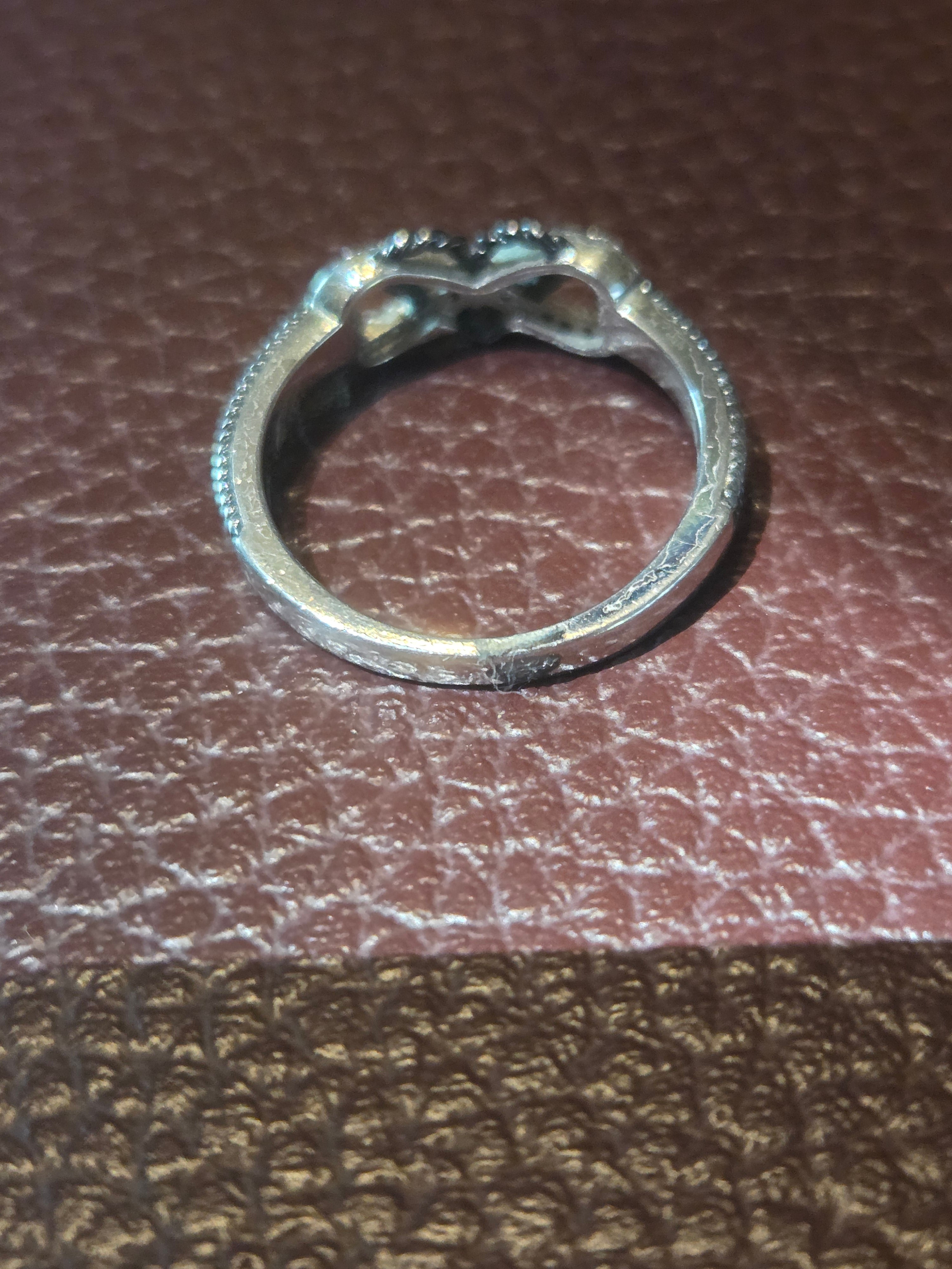 Ladies Silver and Black Plared Anchor Heart Ring