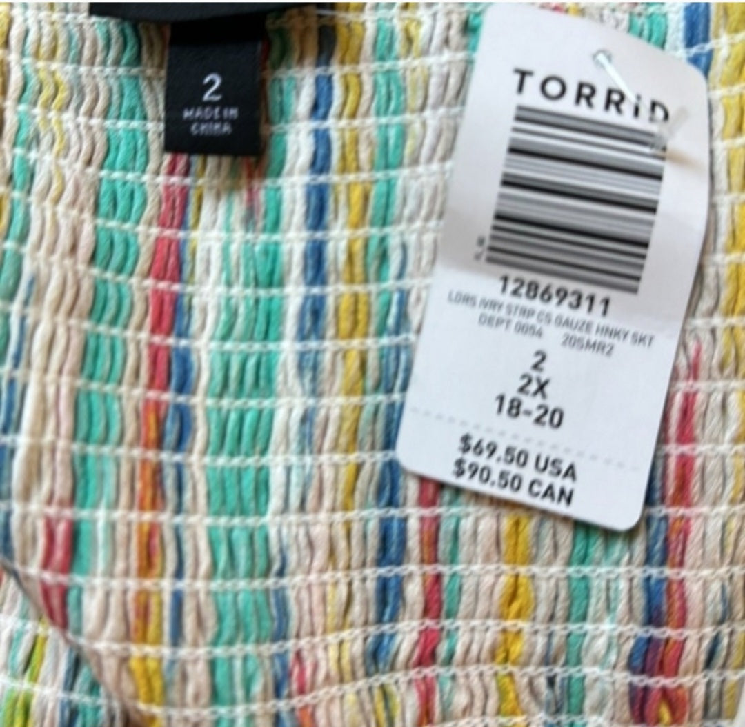 Torrid Colorful Striped Off-Shoulder Dress