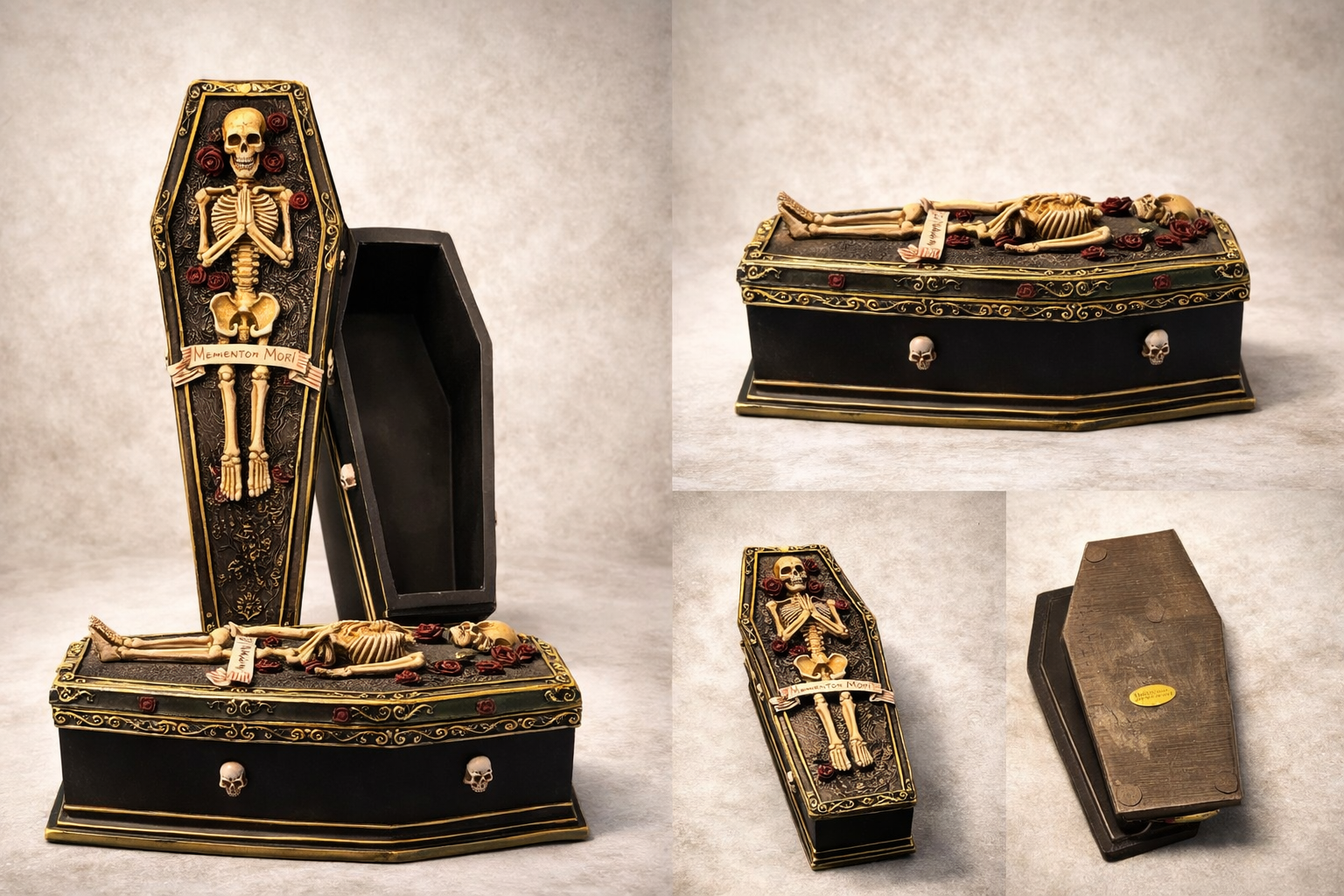 Gothic Noir Coffin Skeleton Trinket Box