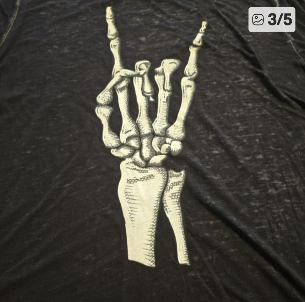 Black Skeleton Hand Womens Shirt