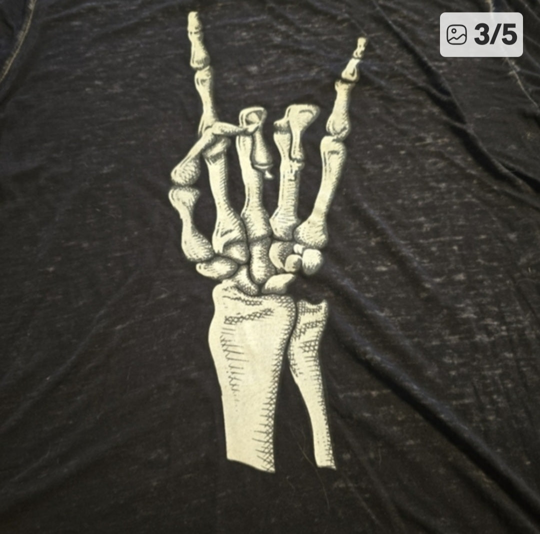 Black Skeleton Hand Womens Shirt