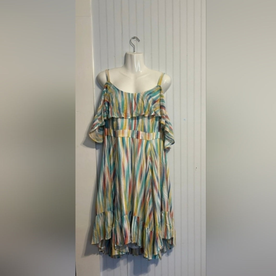 Torrid Colorful Striped Off-Shoulder Dress