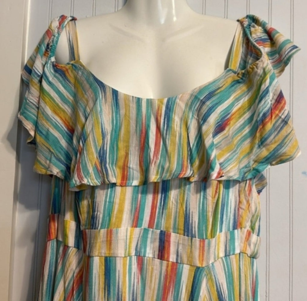Torrid Colorful Striped Off-Shoulder Dress