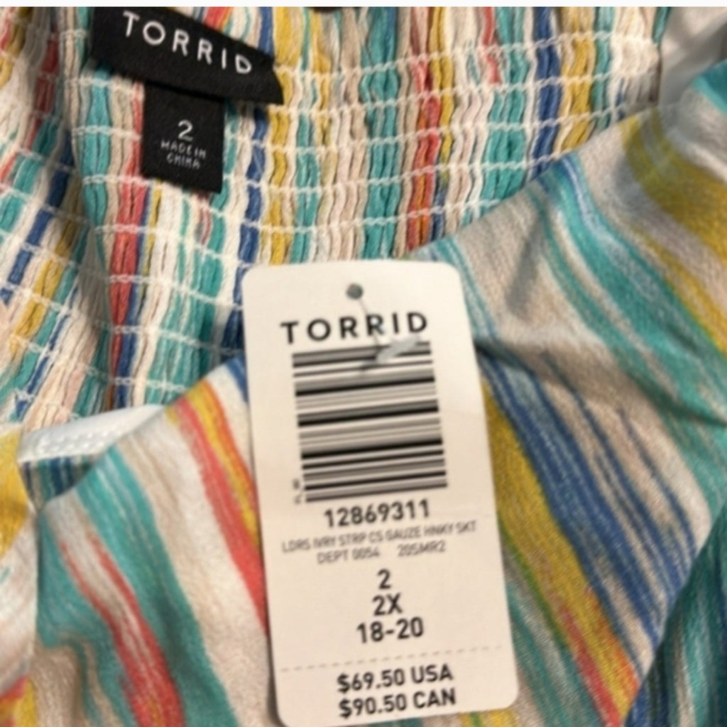 Torrid Colorful Striped Off-Shoulder Dress